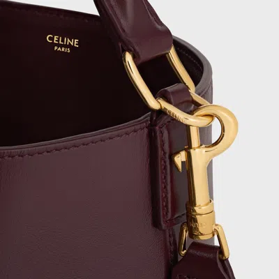 Celine Women Louise Medium Leather Bucket Bag In Burgundy