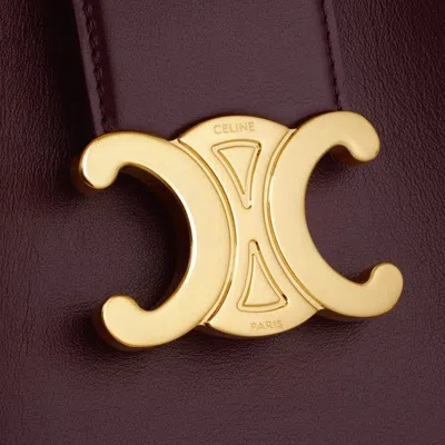 Celine Women Louise Medium Leather Bucket Bag In Burgundy