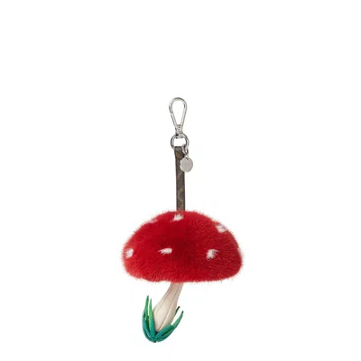 Fendi Multicolor Leather And Fur Fungo Charm In Red