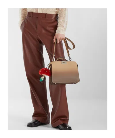 Fendi Multicolor Leather And Fur Fungo Charm In Red