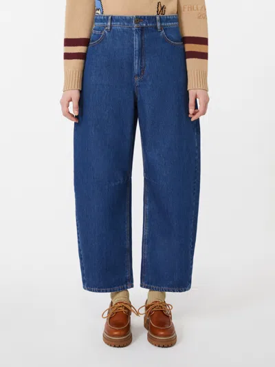 Weekend Max Mara Cotton Denim Barrel Jeans In Blue