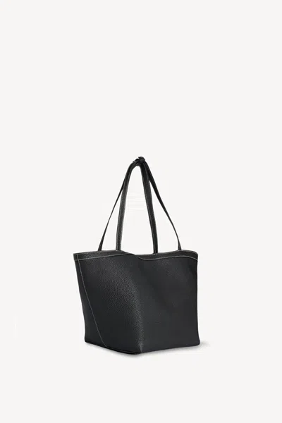 The Row Park Medium Topstitched Tote Bag In Pebbled Leather