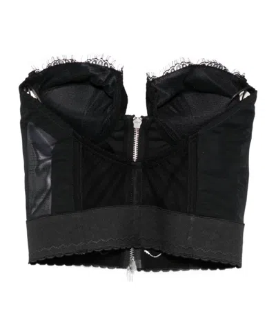 Dsquared2 Strapless Lace Cropped Corset Top In Black