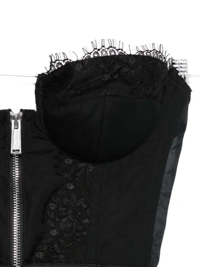 Dsquared2 Strapless Lace Cropped Corset Top In Black