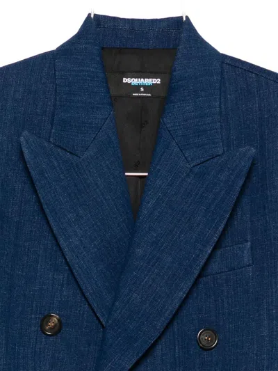 Dsquared2 Double-breasted Denim Blazer Jacket In Blue