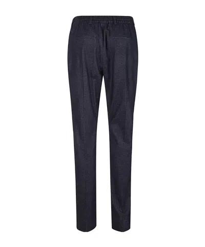 Eleventy Tailored Navy Blue Trousers With Drawstring Waist And Textured Finish In Black