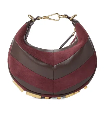 Fendi Maroon Graphy Mini Crossbody Bag In Brown