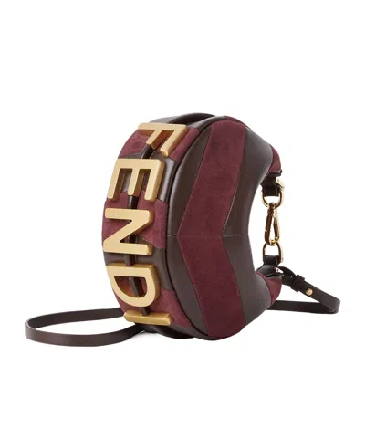 Fendi Maroon Graphy Mini Crossbody Bag In Brown