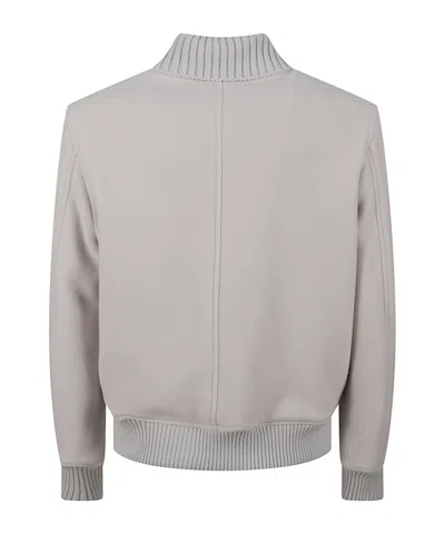 Eleventy Cashmere And Wool Bomber Jacket With Horn Button Closure In Gray