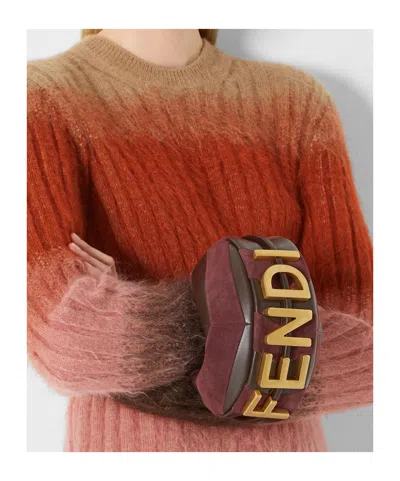 Fendi Maroon Graphy Mini Crossbody Bag In Brown