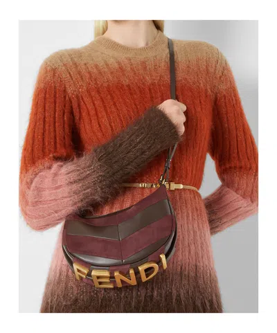 Fendi Maroon Graphy Mini Crossbody Bag In Brown