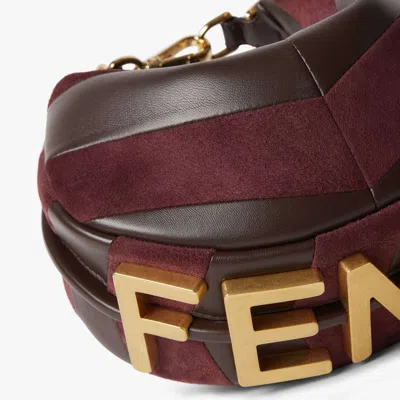 Fendi Maroon Graphy Mini Crossbody Bag In Brown