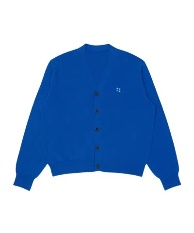 Ader Error Long-sleeved Knitted Cardigan In Blue