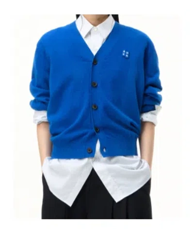 Ader Error Long-sleeved Knitted Cardigan In Blue