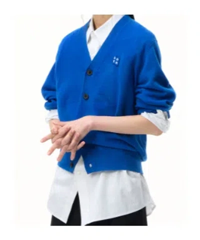 Ader Error Long-sleeved Knitted Cardigan In Blue