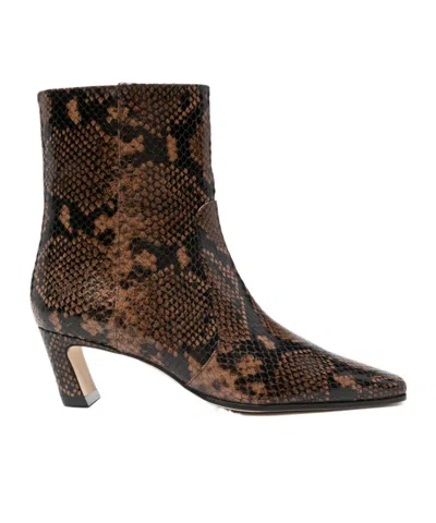 Stuart Weitzman Stassi 50 Snake-effect Leather Ankle Boots In Black