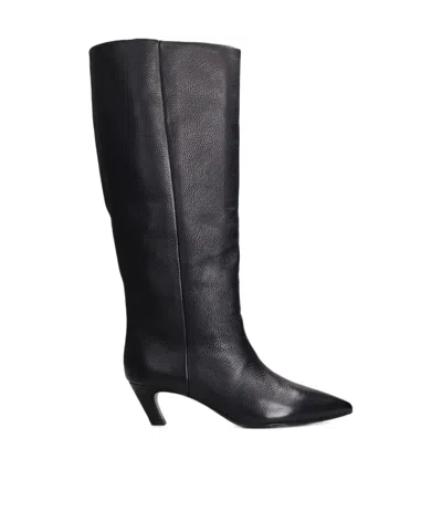 Ash Violet High Heels Boots In Black Leather In Black