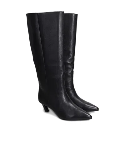 Ash Violet High Heels Boots In Black Leather In Black