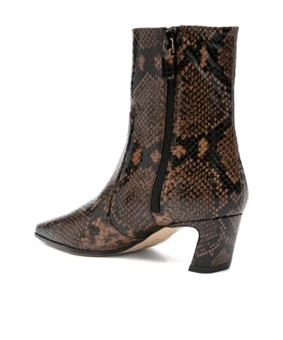 Stuart Weitzman Stassi 50 Snake-effect Leather Ankle Boots In Black