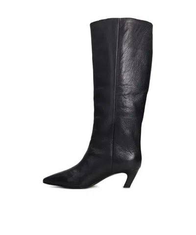 Ash Violet High Heels Boots In Black Leather In Black