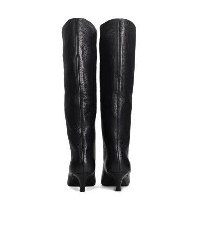 Ash Violet High Heels Boots In Black Leather In Black
