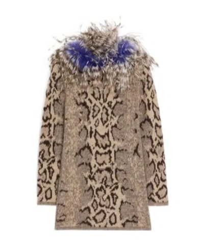 Valentino Kaschmirkleid Mit Animalprint Und Federn Frau Animalier S In Multi