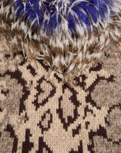 Valentino Kaschmirkleid Mit Animalprint Und Federn Frau Animalier S In Multi