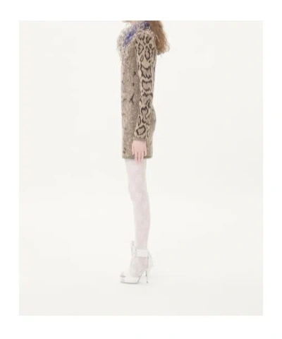 Valentino Kaschmirkleid Mit Animalprint Und Federn Frau Animalier S In Multi