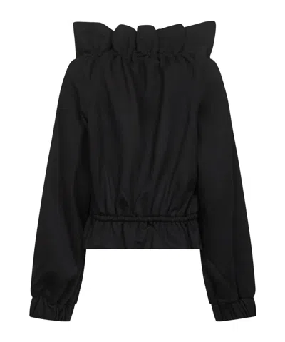 Dries Van Noten Drawstring Collar Sweatshirt With Elasticated Cuffs And Hem In Black