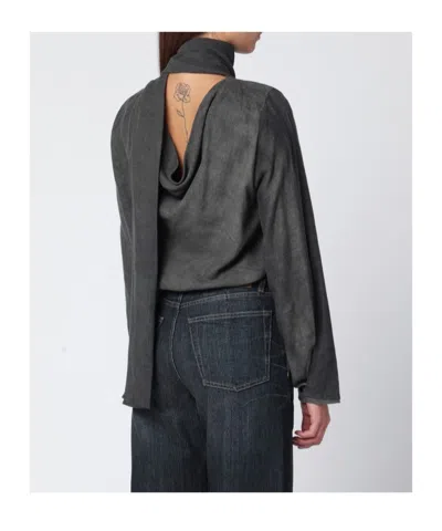 Our Legacy Dark Grey Cotton And Wool Blouse In Black