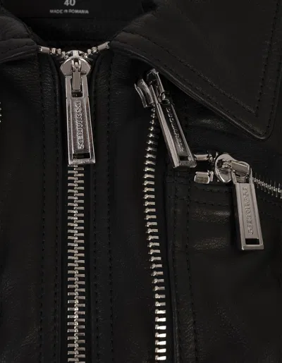 Dsquared2 X Ducati Laced Leather Jacket In Black