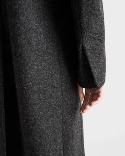 Prada Shetland Wool Coat With Jewel Buttons In Gray