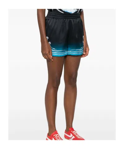 Casablanca Mushroom-print Elastic-waist Shorts In Blue