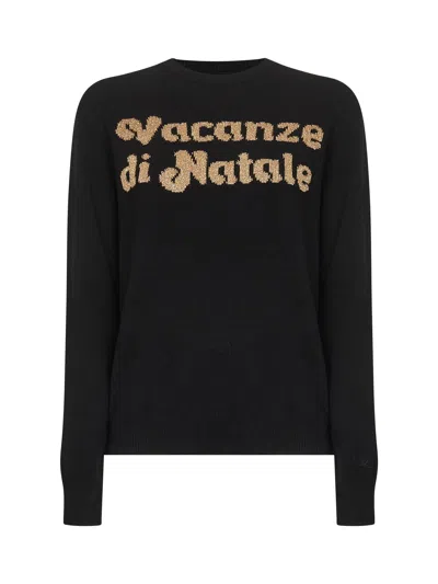 Mc2 Saint Barth Black Jacquard Wool Blend New Queen Sweater In Black