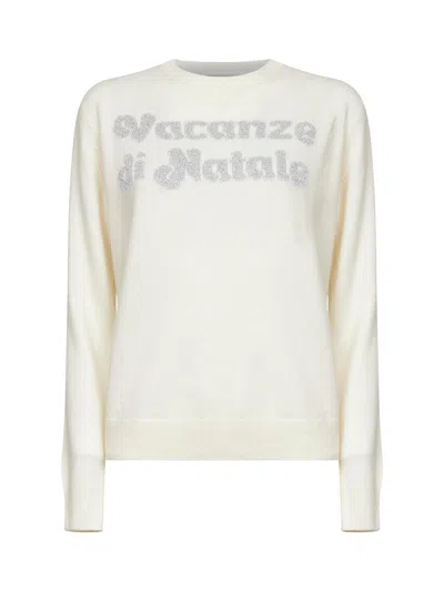 Mc2 Saint Barth New Queen-vacanze Di Natale Sweater Limited Ed. In Neutral