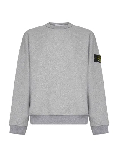Stone Island Grey Wool Sweater With Logo In Gray