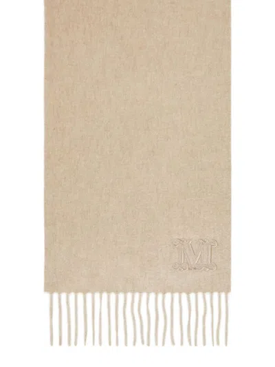 Max Mara Monogram-embroidered Cashmere Stole In Brown
