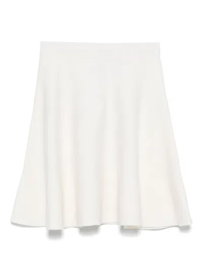 Max Mara A-line Flared High Waist Wool Skirt In White