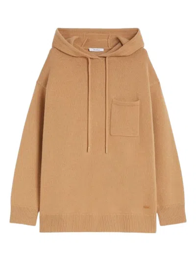 Max Mara Wool And Cashmere Hoodie In Brown