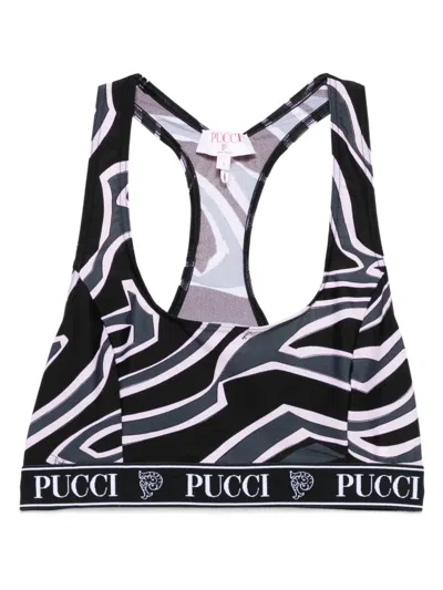 Pucci Geometric Racerback Top For Modern Style In Black