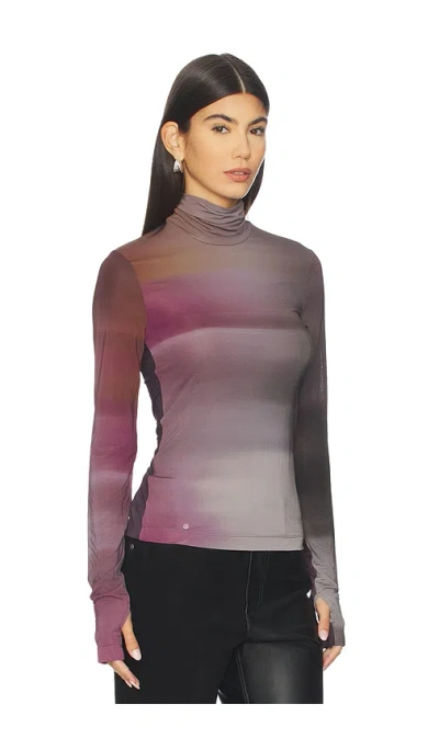 Helmut Lang Long Sleeve Turtleneck Ombre Top In Multi