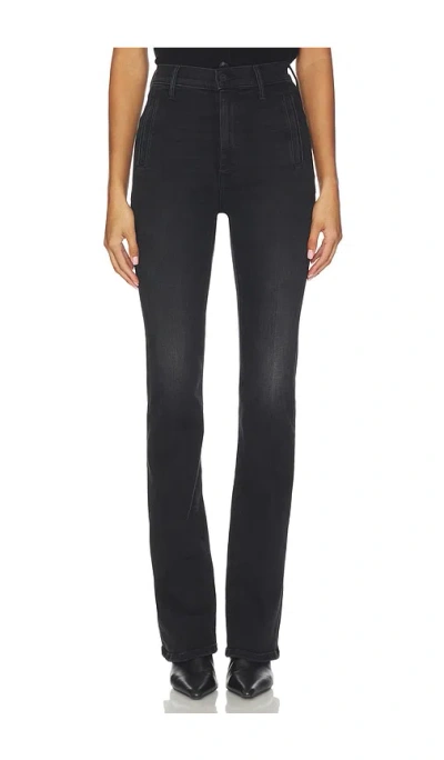 Mother Black Jeans With High Waist And Logo Embroidery On The Rear In Denim Woman In Black