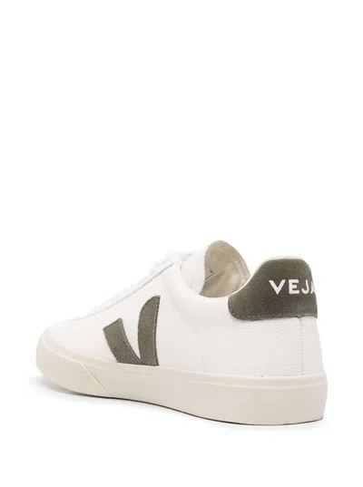 Veja White And Khaki Campo Sneakers