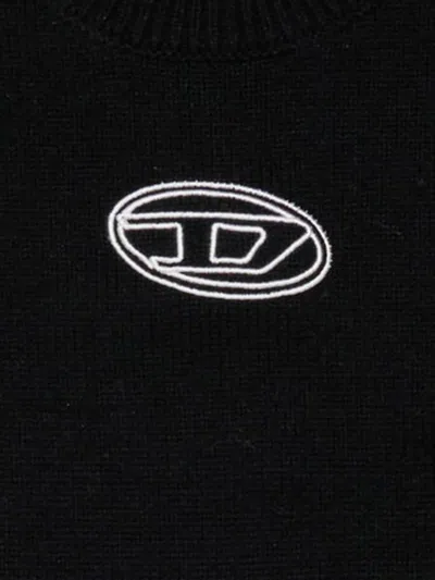 Diesel Viscose Blend Sweater With Logo In Black