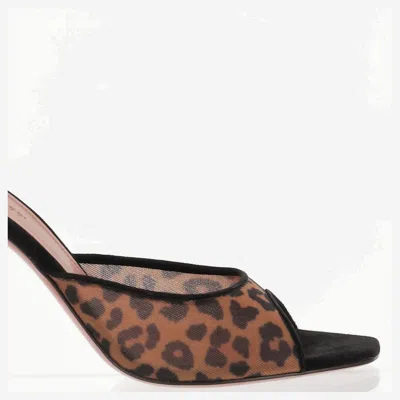 Amina Muaddi Alexa 95 Leopard-print Mesh Mules In Brown