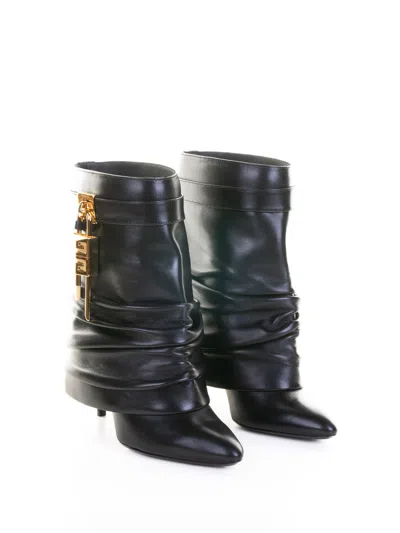 Givenchy Women Black Nappa Leather Shark Lock Stiletto Ankle Boots In Multi