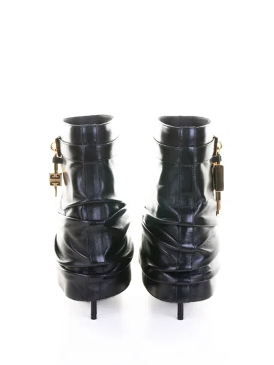 Givenchy Women Black Nappa Leather Shark Lock Stiletto Ankle Boots In Multi