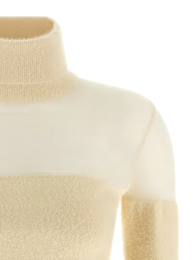Elisabetta Franchi Brushed Insert Turtleneck Sweater Sweaters And Cardigans White In Multi