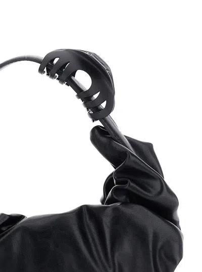 Diesel Grab-d L-large Scrunched Hobo Bag In Shiny Pu In Black