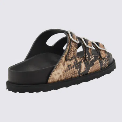 Birkenstock Florida Snake Leather Sandals With Adjustable Straps In Brown